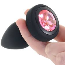 28X Vibrating Silicone Pink Gem Anal Plug - Small