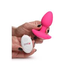 10X Pop Rocker Vibrating Silicone Plug with Remote - Magenta